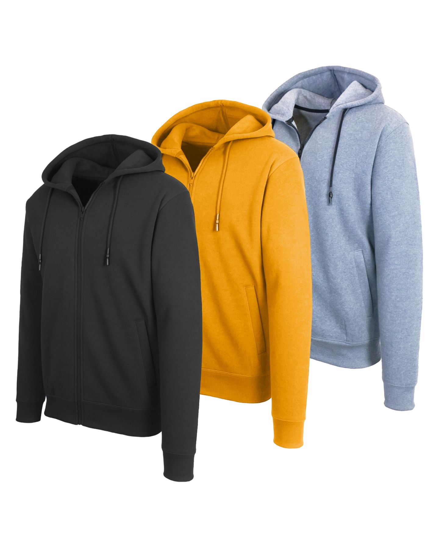 Мужские худи Blue Ice Full Zip Hooded Sweatshirt, 3-Pack, цвет: Чёрный / Бронзовый — фото 1