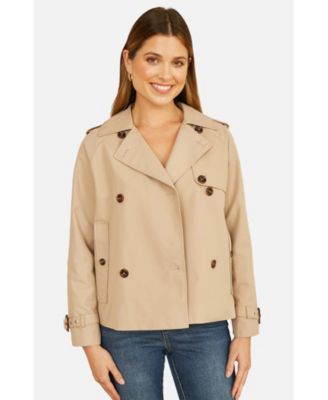 Women's Cropped Trench Jacket With Pockets