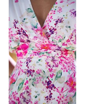 Women's Mirror Floral Print Kimono Midi Dress