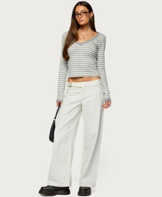 Women's Kimi Striped Long Sleeve V Neck Top