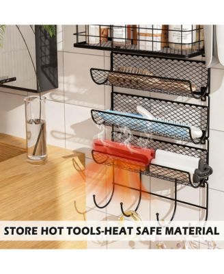Wall-Mounted Hair Tool Wall Rack with Heat Safe Rack for Styling Tools