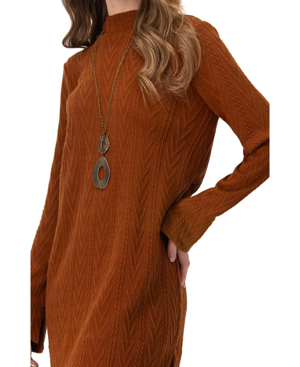 Ivonne Women's Knitted Short Dress With Necklace