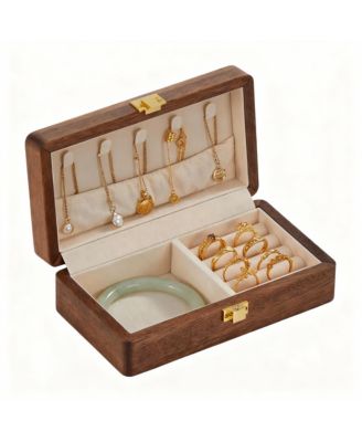 Solid Wood Travel Organizer Box: Compact, Brass Lock, Premium Material