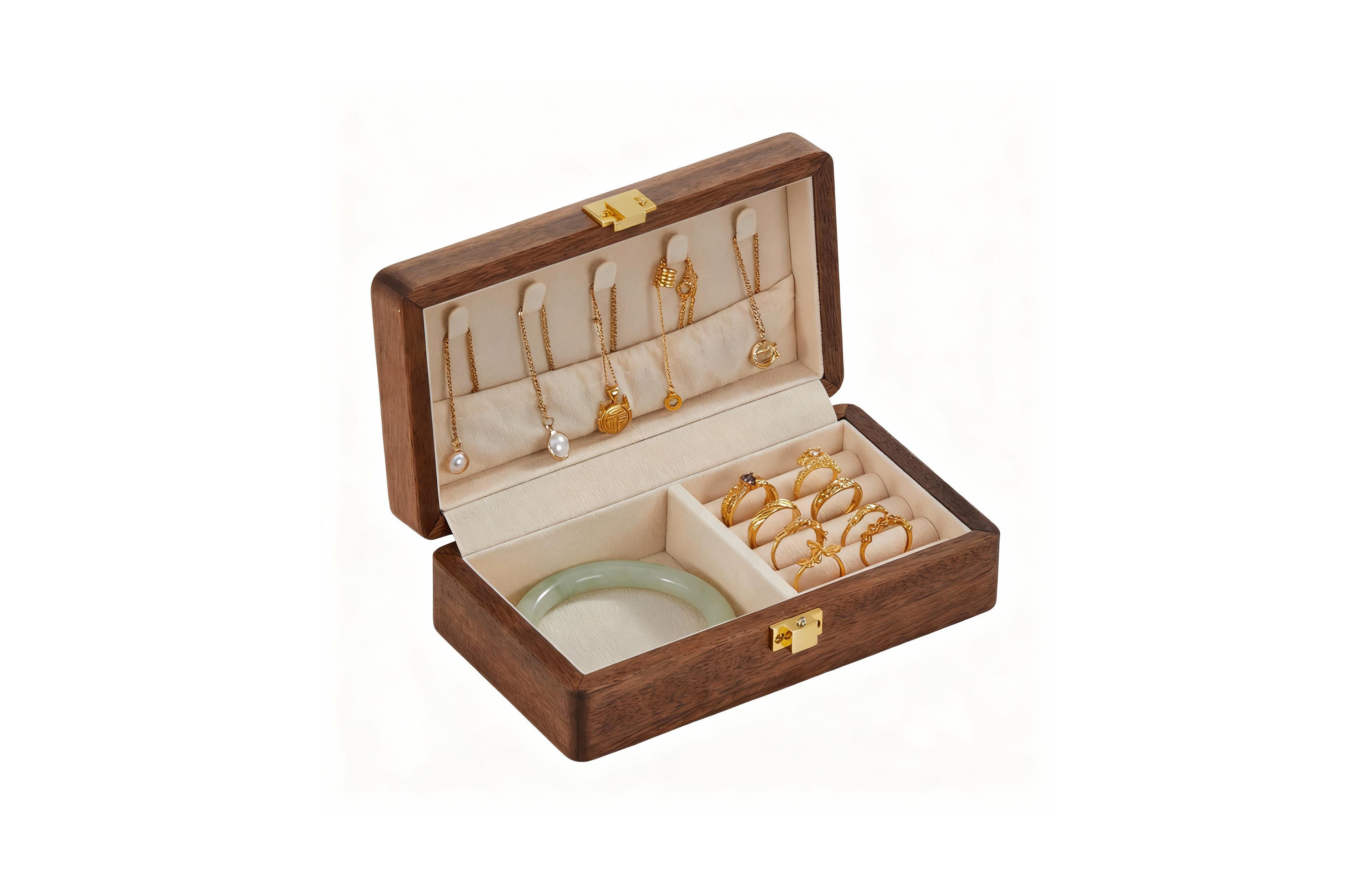 Yigii Solid Wood Travel Organizer Box: Compact, Brass Lock