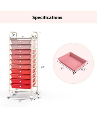 10 Drawer Rolling Storage Cart Scrapbook Paper Office School Organizer