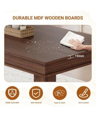 71" Dining Table for 6 to 8, Wood Rustic Kitchen Table with Eadge Trim, Large Rectangular Dinner Table for Dining Room, Home Office, Living