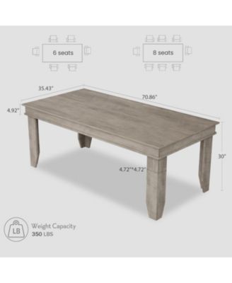 Farmhouse Dining Table for 6-8 People, 71" Long Wood Kitchen Table with Sturdy Frame & Rustic Wooden Finish, 6-8 Seats Large Rectangular Tables
