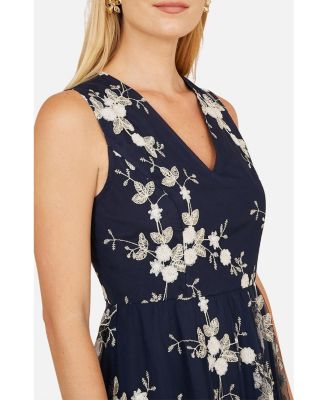 Women's Mesh Embroidered Maxi Dress