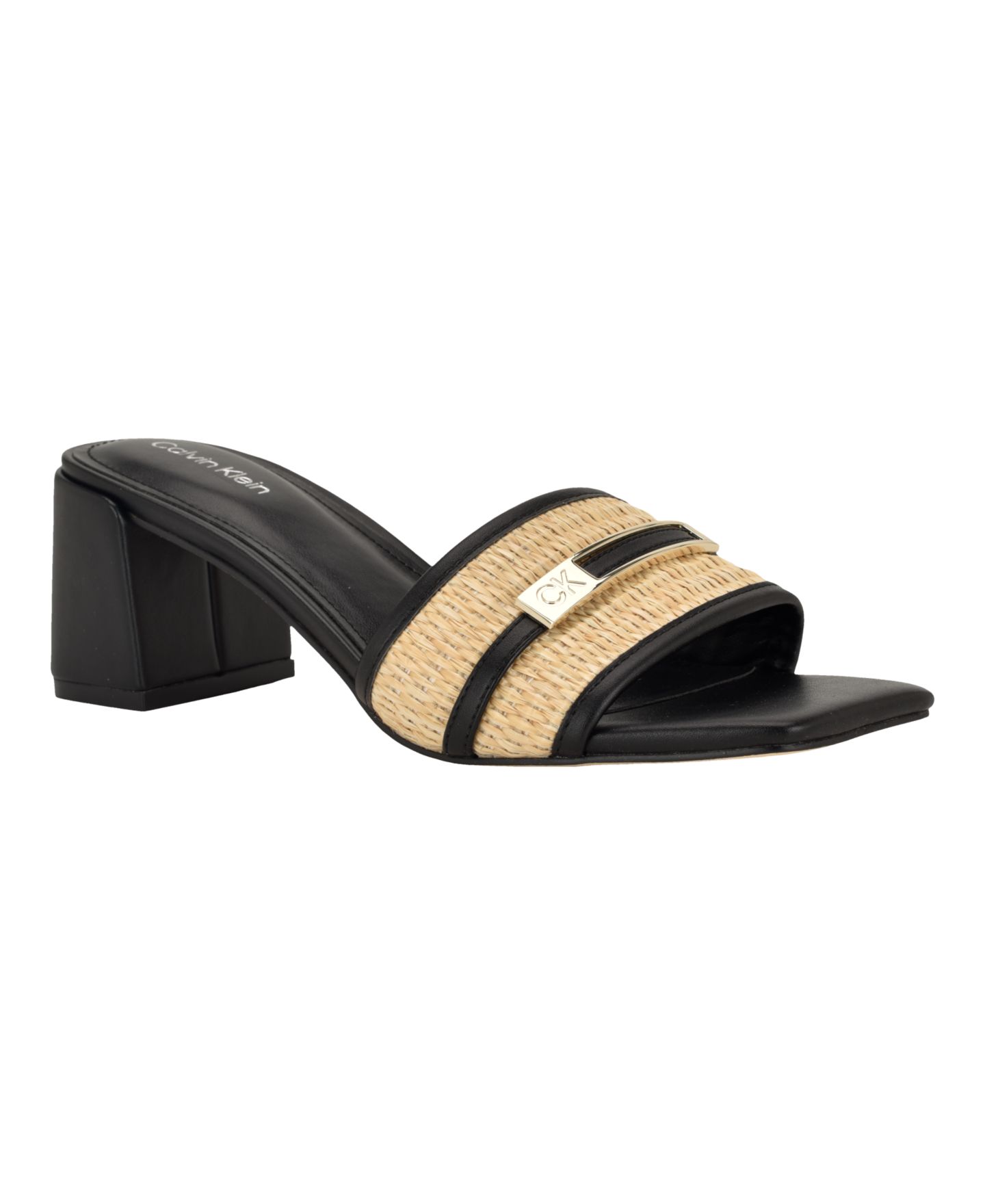 Женские сандалии Calvin Klein Paloma Slip-On Block Heel, цвет: Чёрный / Натуральный — фото 1