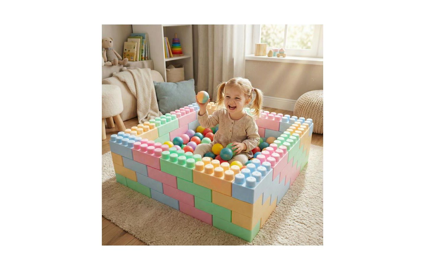 Детские конструкторы Slickblue Educational BPA-Free Building Blocks 64-Piece Set, Ages 18+ Months, цвет: Разноцветный — фото 2