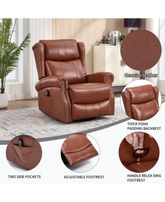 Manual Recliner Chair Heat Massage with Rocker and Swivel, Yellow