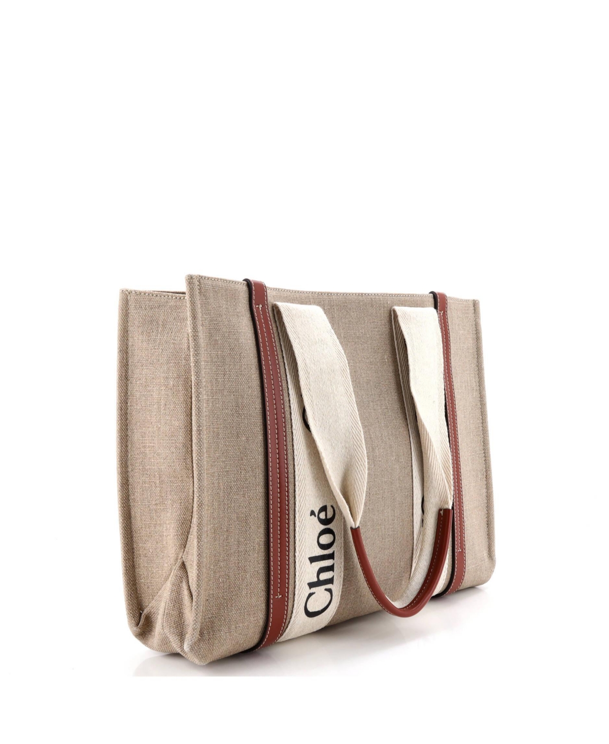 Pre-Owned Chloe Medium Woody Tote Canvas with Leather
