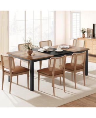 Industrial Long Dining Table for 6–8 People, 78.7 Inch Wooden Kitchen Table with Sturdy Metal Frame