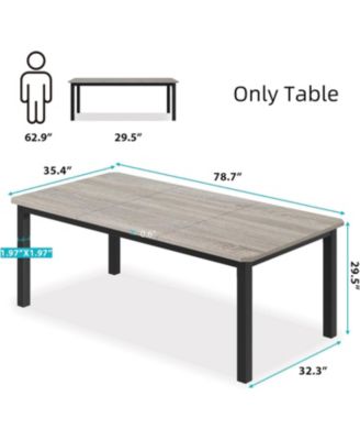 Industrial Long Dining Table for 6–8 People, 78.7 Inch Wooden Kitchen Table with Sturdy Metal Frame