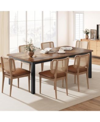 Industrial Long Dining Table for 6–8 People, 78.7 Inch Wooden Kitchen Table with Sturdy Metal Frame