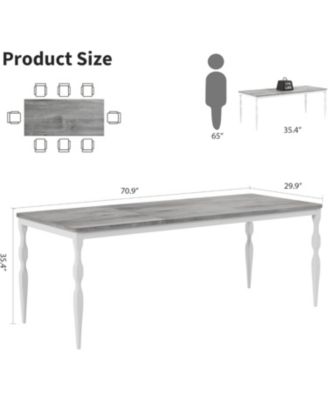 71 Farmhouse Dining Table for 4–8, Rectangular Rustic Kitchen Table with Sturdy Metal Legs and 30mm Scratch Resistant Top