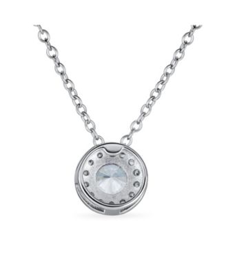 Classic Art Deco Style CZ Halo Circle Circlet Rosette Solitaire Pendant Cubic Zirconia Sterling Silver