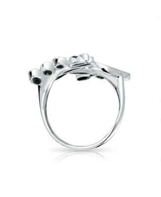 Rainbow Abalone Ivy Laurel Vine Leaf Bypass Full Finger Ring Sterling Silver