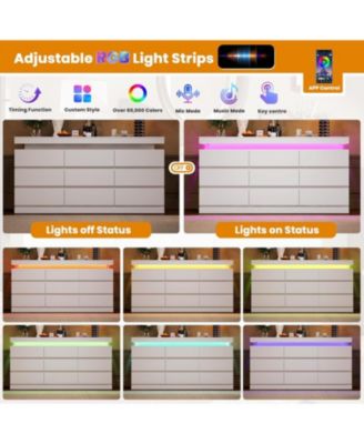 9 Drawer Dresser for Bedroom - 63” Wide Chest of Drawers with LED Light and Charging Station, Large TV Stand Multi-Function Home Organizer