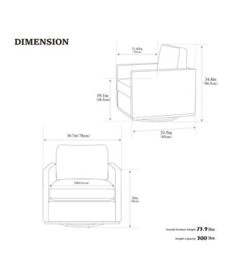 Square Swivel Accent Chair, Chenille Upholstered Leisure Chair, 360° Rotation Comfy Armchair