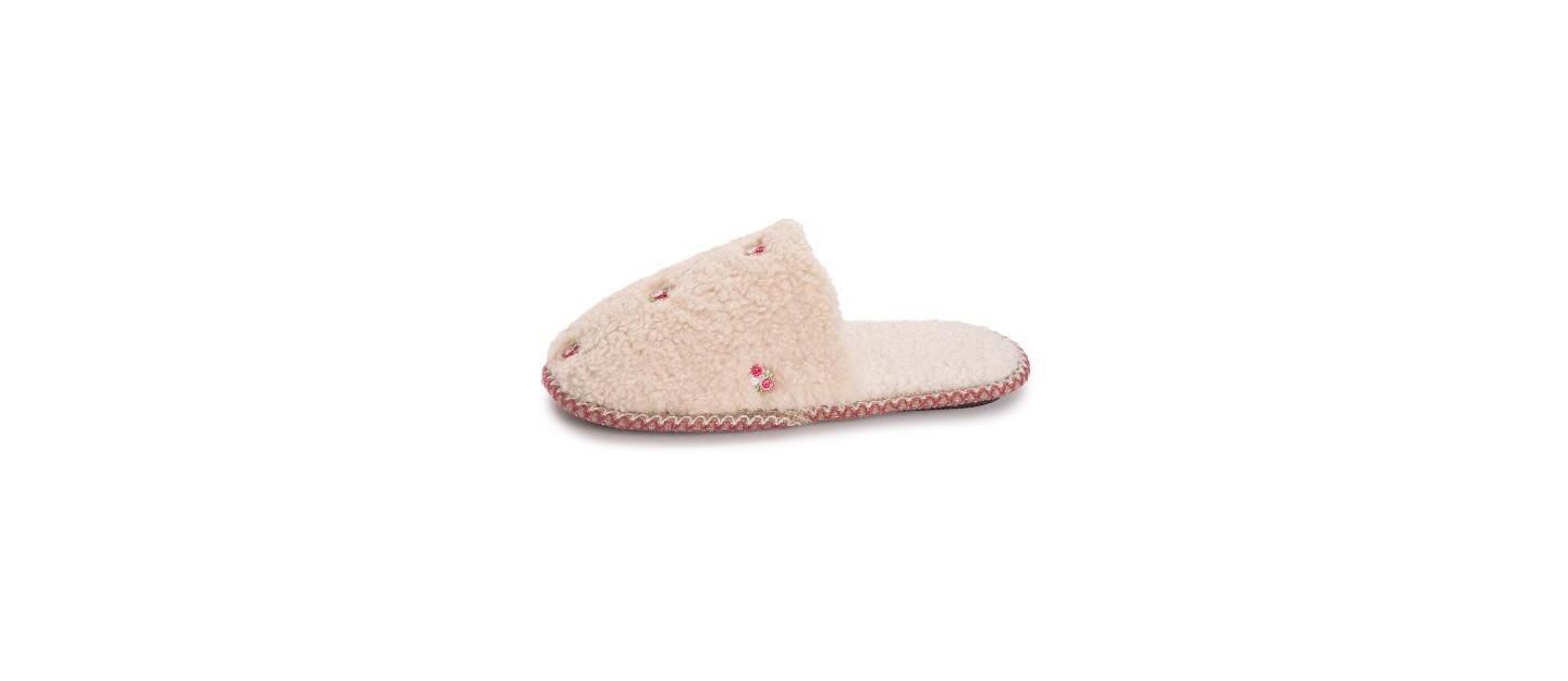 Женские тапочки MUK LUKS Novelty Punch Needle Scuff Slipper, цвет: Кремовый с принтом — фото 4