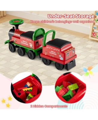 Kids Ride On Train 6V 2 Seater Carriage LED Lights