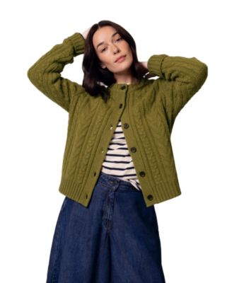 Women's Merino Wool Cable Knit Cardigan