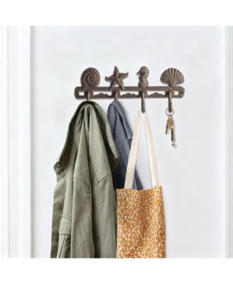 Seaside Decorative Coat Hook Rack with 4 Hooks - Rustic Cast Iron