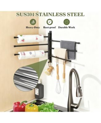 Stainless Steel 6-Arm Swing Towel Rack, Space-Saving, Rotatable, for Bathrooms