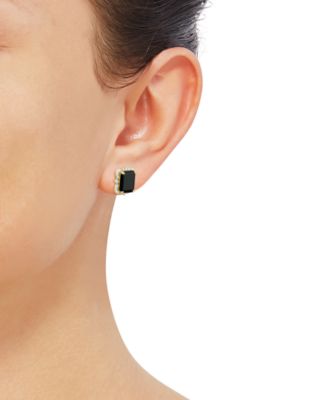 Onyx (2-3/4 ct. t.w.) and Diamond ( 1/6 ct. t.w.) Stud Earrings in 14k Yellow Gold (also available in Blue Topaz and Amethyst)