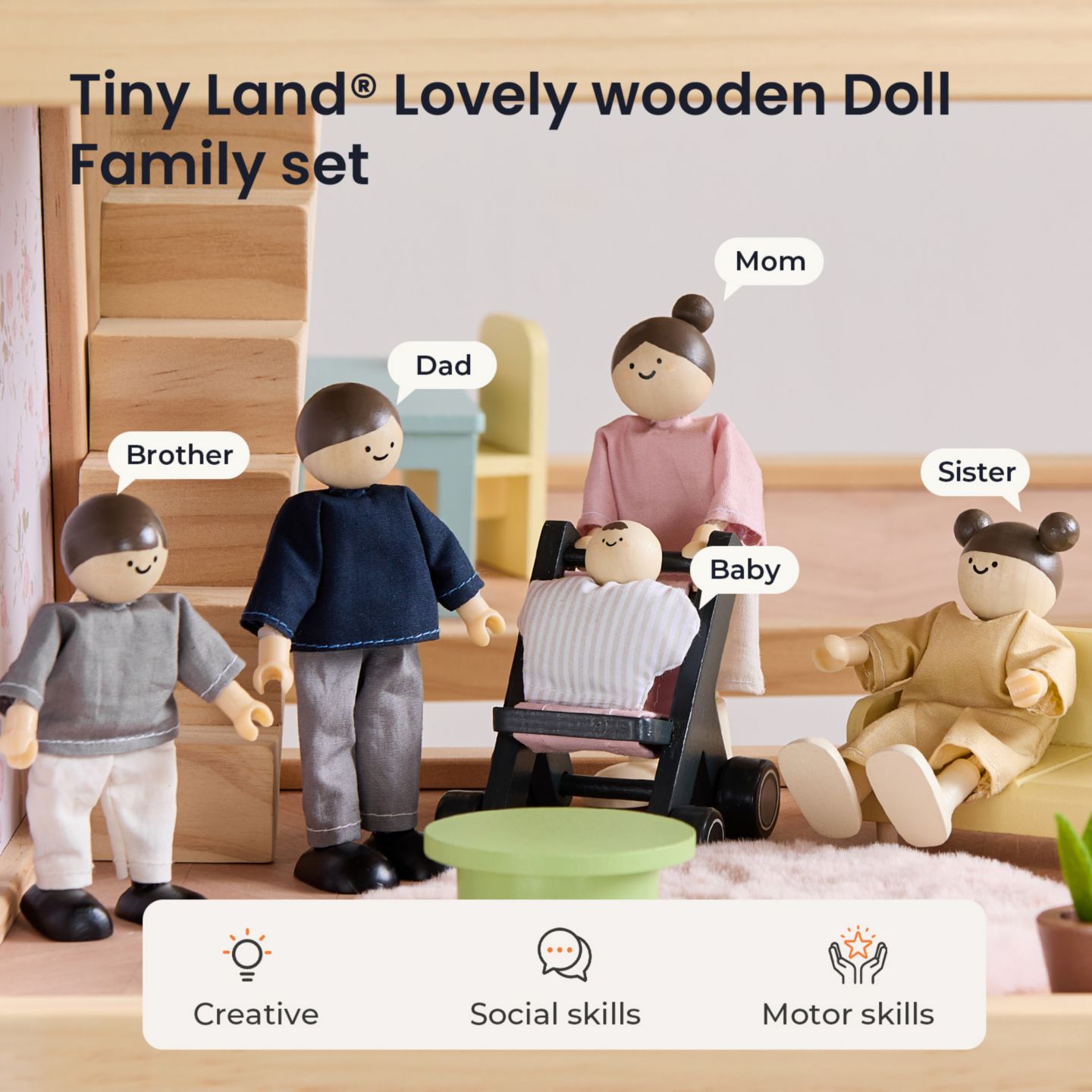 Набор гибких мини-кукол Tiny Land, 6 шт., 4.6 дюйма, от 3 лет — фото 2