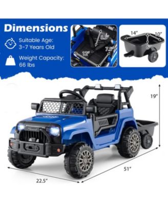 12V Kids Ride-On UTV with Detachable Trailer, Battery Powered