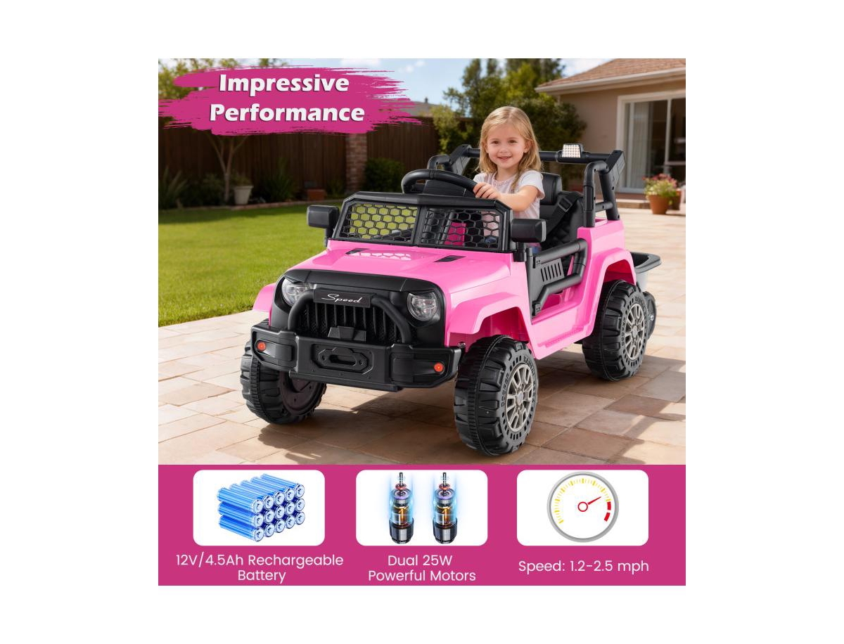 Slickblue 12V Kids Ride-On Utv with Detachable Trailer, Battery Powered