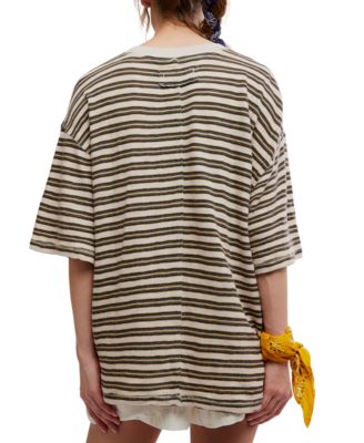 Women's All Love Stripe Pocket Crew Neck T-Shirt