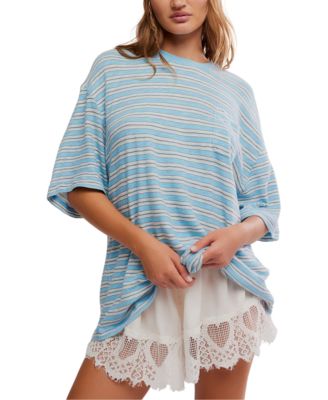 Women's Stripe Pocket Crew Neck T-Shirt
