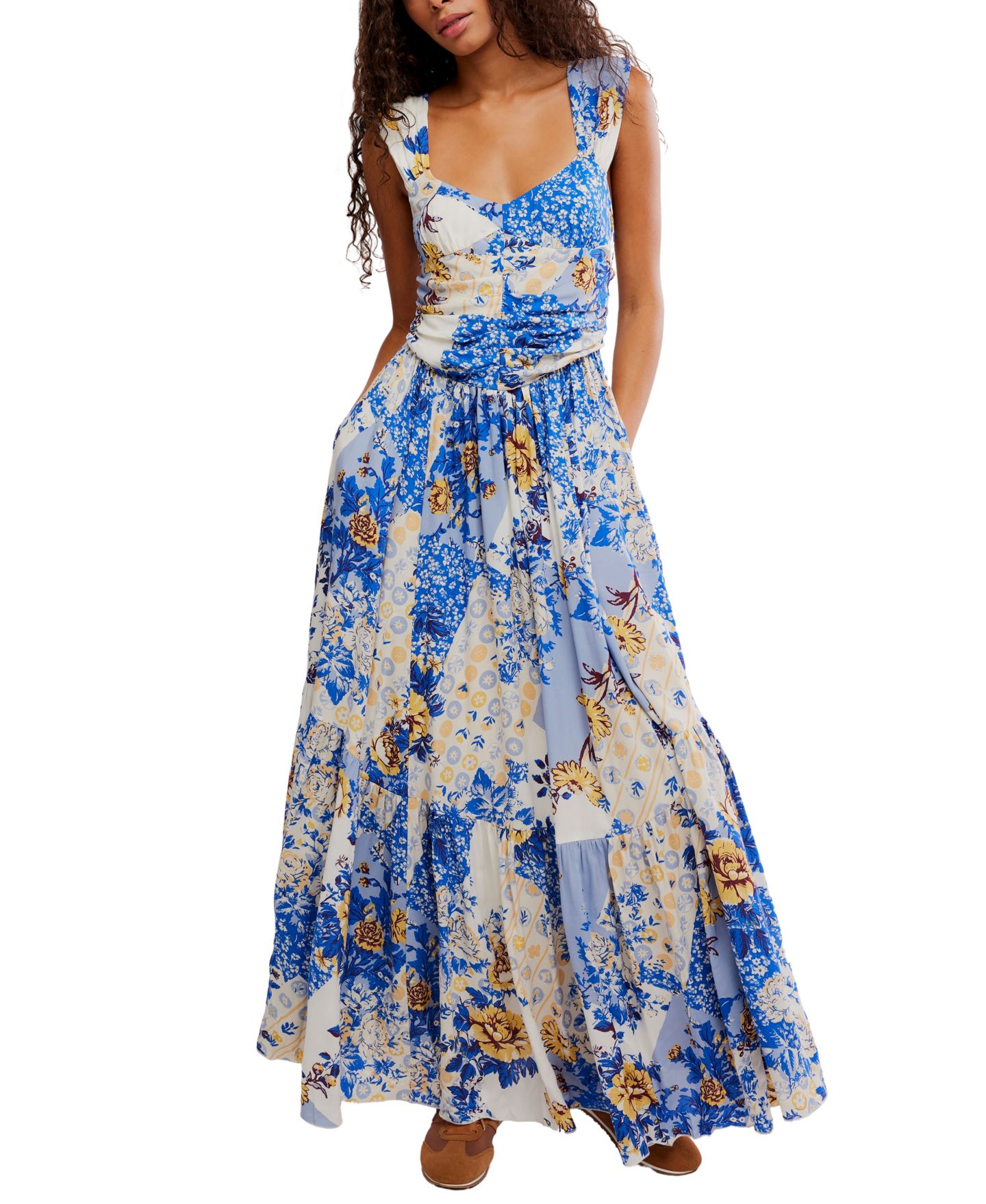 Женское платье Free People Sasha Sleeveless Scoop Neck Maxi, цвет: Фарфоровый — фото 1