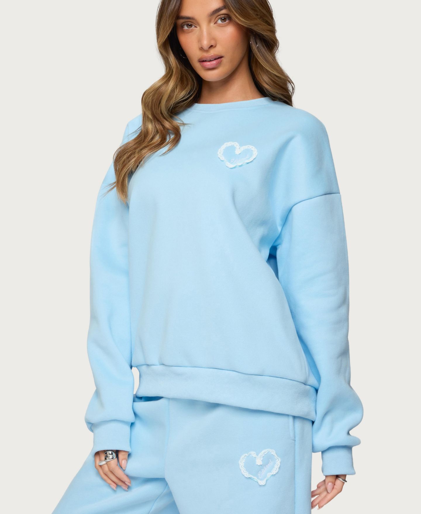 Женская толстовка Edikted Love Oversized Sweatshirt, цвет: Светлый синий — фото 5