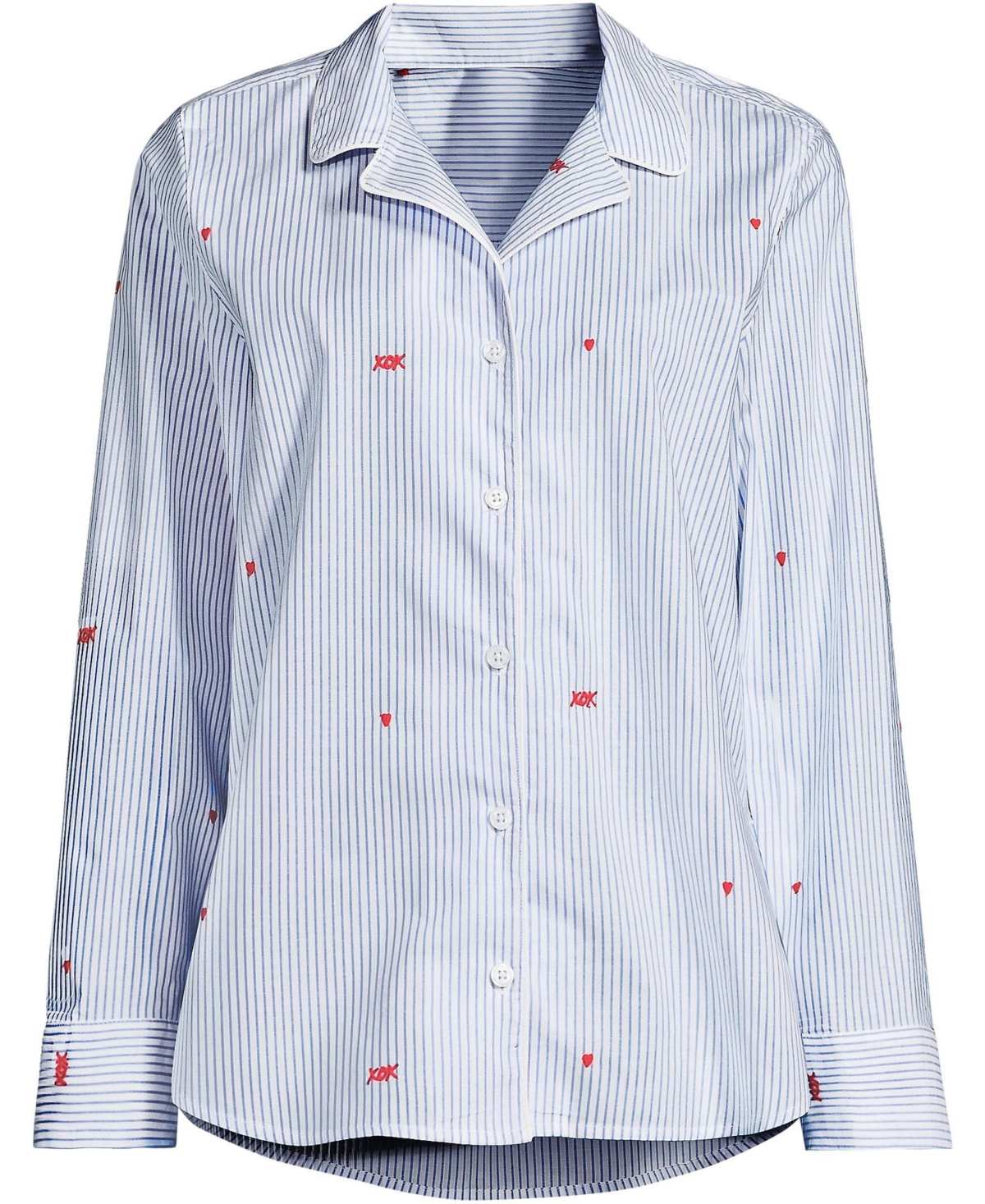 Draft - Lands' End Women's Poplin Long Sleeve Button Front Sleep Top