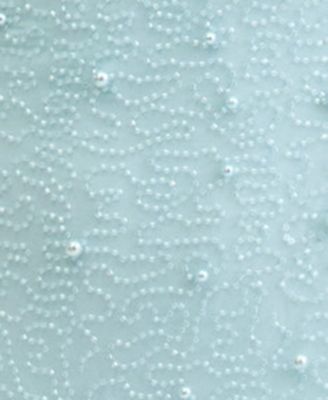 Juniors' Sweetheart Beaded Gown with Spaghetti Straps and Skirt Slit.