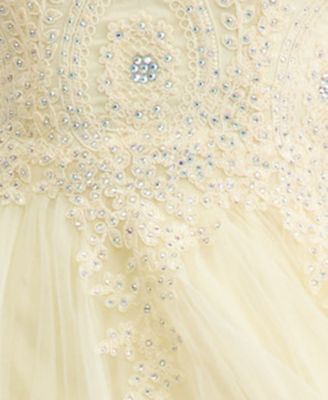 Juniors' Strapless Embellished Ballgown