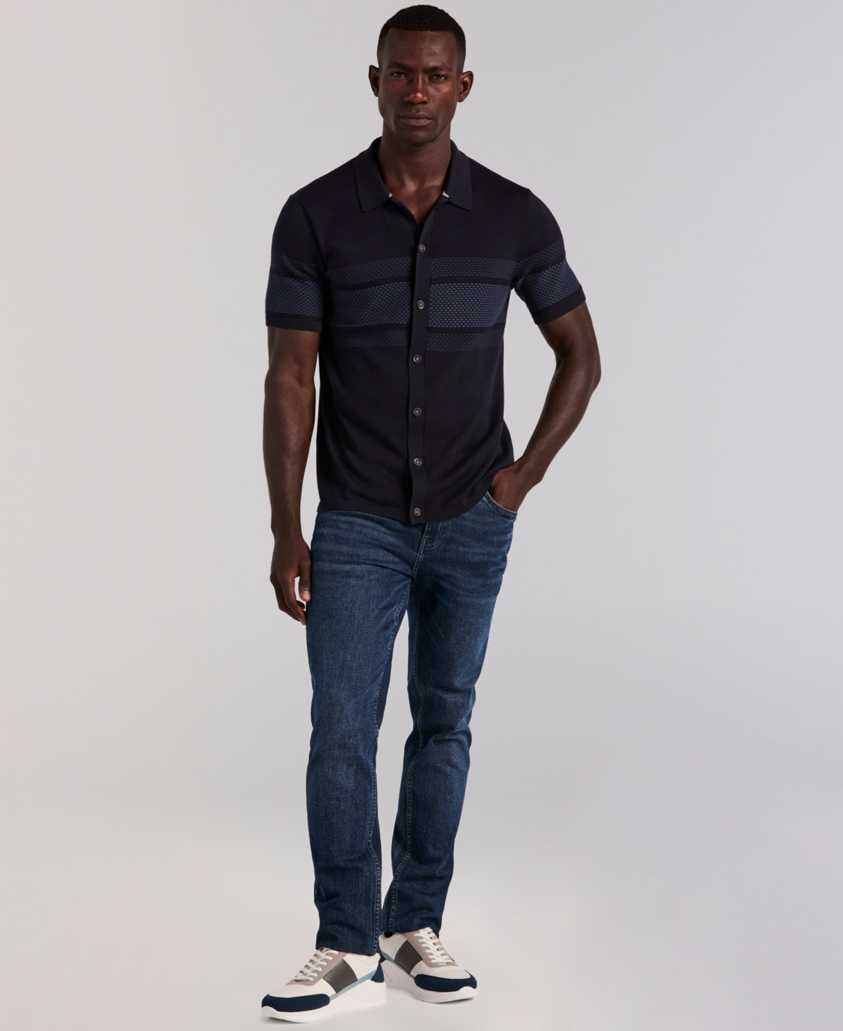 Perry Ellis Men's Textured Button Front Shirt