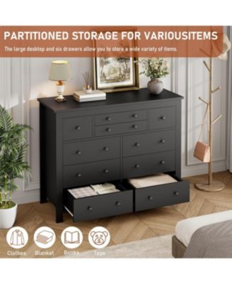 10 Drawers Dresser for Bedroom,Modern Wooden Chest of Drawers with Natural Texture, Sturdy and Stable Storage Organizer for Living Room
