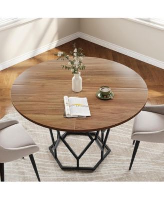 47 Inch Round Dining Table Farmhouse Dining Kitchen Table for 4-6 People Kitchen and Dining Room Tables