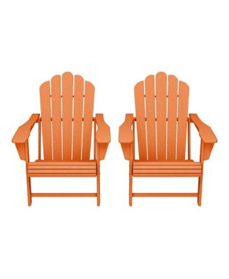 Outdoor Patio HDPE Adirondack Chairs With Cup Holders (Set of 2)