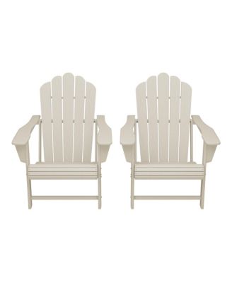Outdoor Patio HDPE Adirondack Chairs With Cup Holders (Set of 2)
