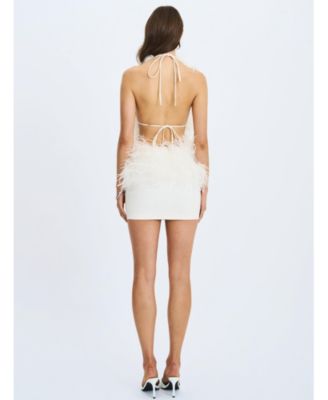 Women's Quisten Feathered Plunging Halter Mini Dress