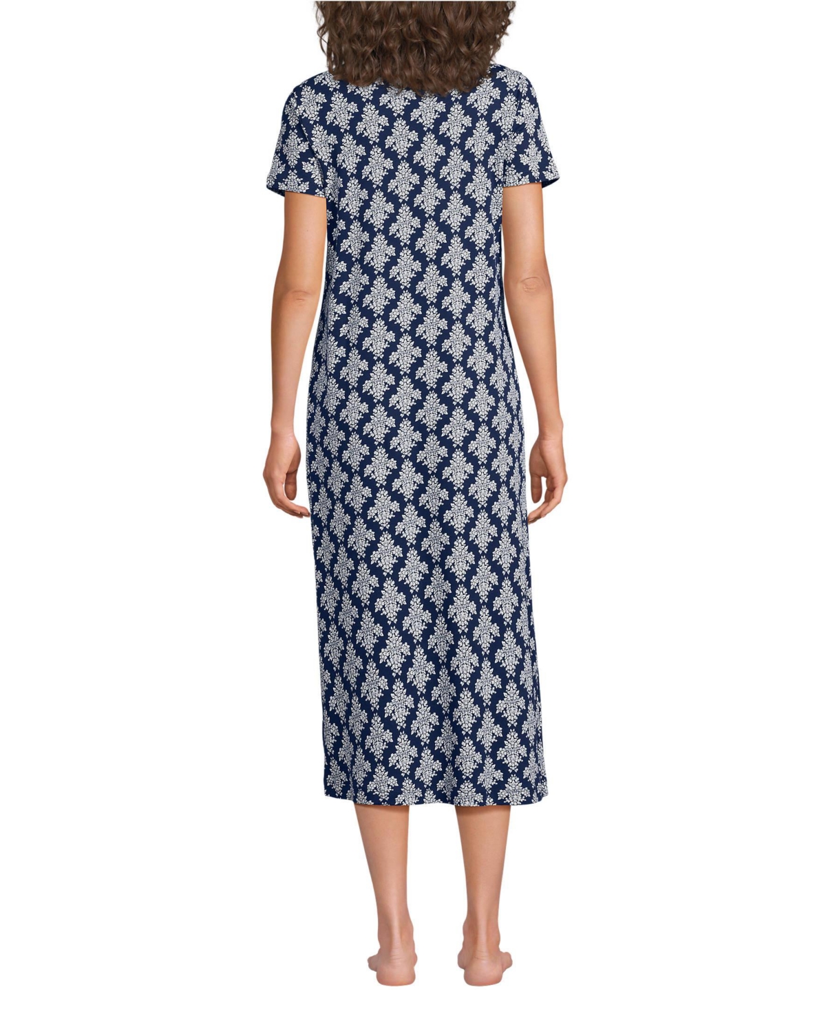 Lands' End Women's Cotton Short Sleeve Midcalf Nightgown