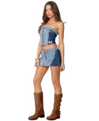 Women's Reni Contrast Denim Zip Up Corset