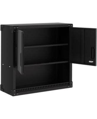 Heavy-Duty Floating Garage Wall Cabinet with Lock & Adjustable Shelves Steel Storage Organizer for Workshop, Warehouse