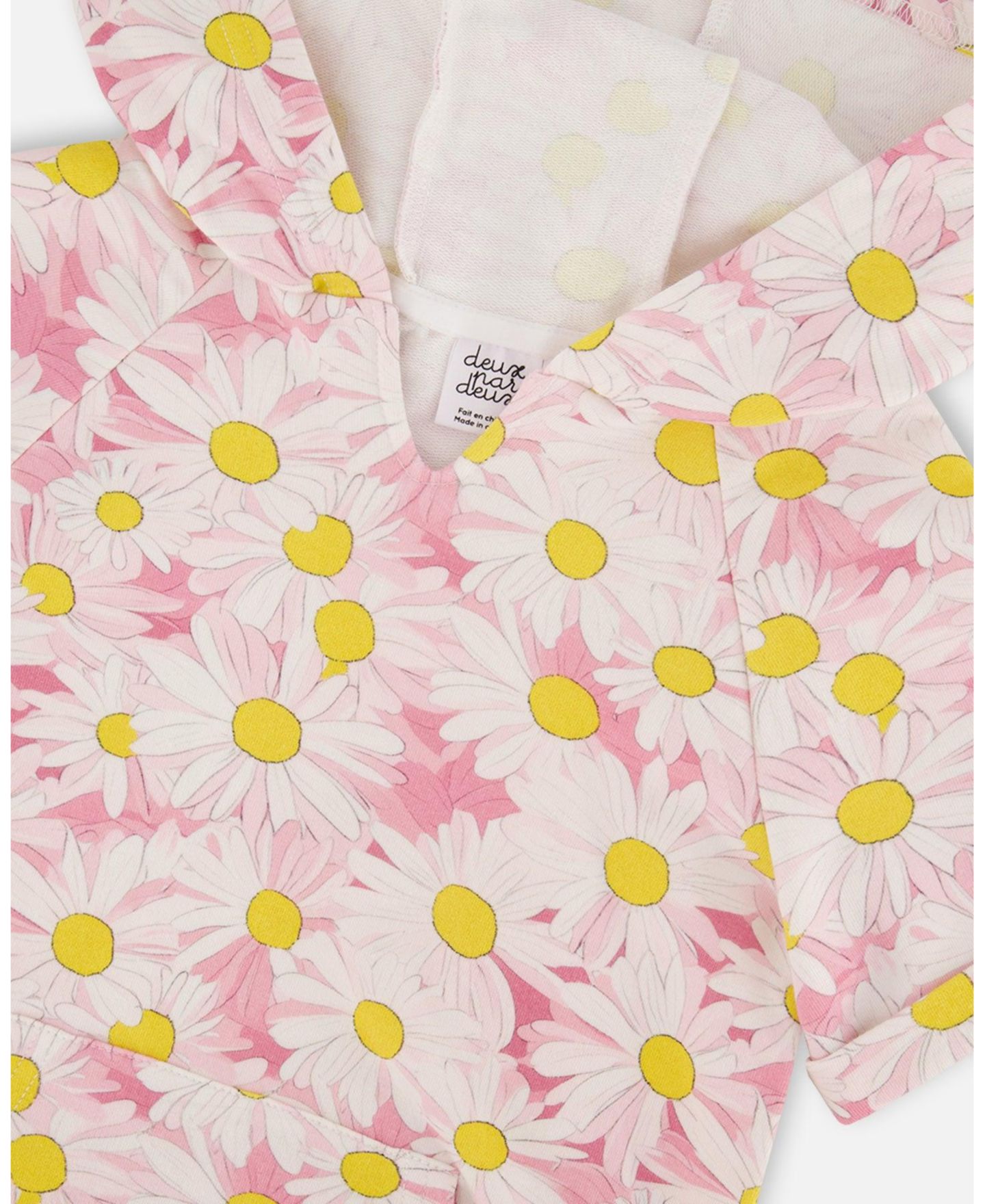 Платье Deux par Deux French Terry Hooded Dress Printed Daisies для девочек, цвет: Розовый с принтом — фото 4